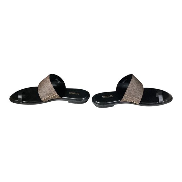 Michael Kors August Flat Sandals Women’s Slip On Size 8 M Brown and Black - Picture 6 of 9